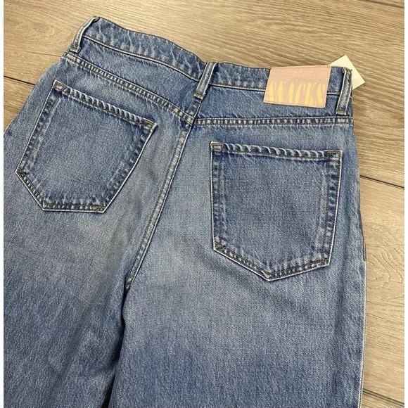 Mother Snacks Women's High Rise Wide Leg Button Fly Denim Jeans Blue Size 26 - Picture 4 of 15